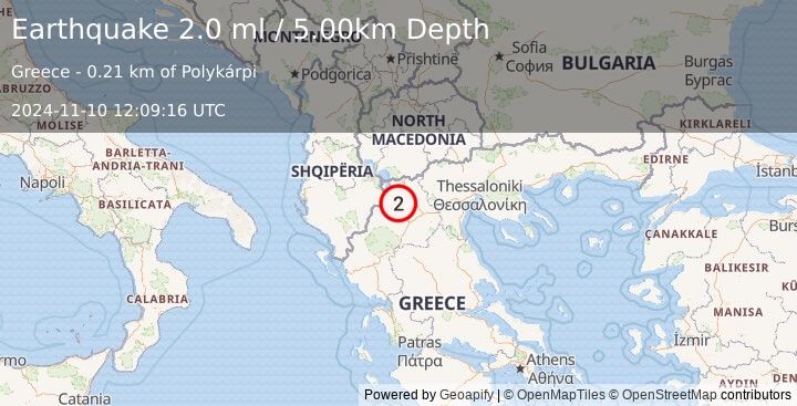 Earthquake GREECE (2.0 ml) (2024-11-10 12:09:16 UTC)