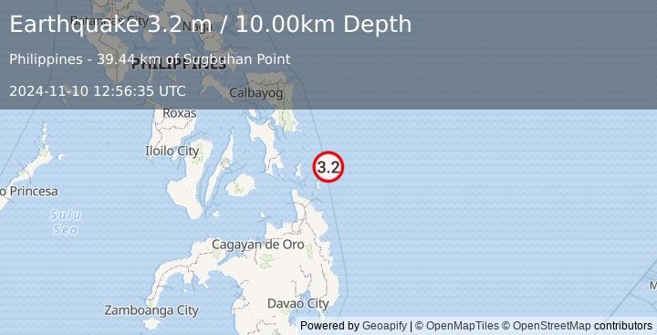 Earthquake PHILIPPINE ISLANDS REGION (3.2 m) (2024-11-10 12:56:35 UTC)