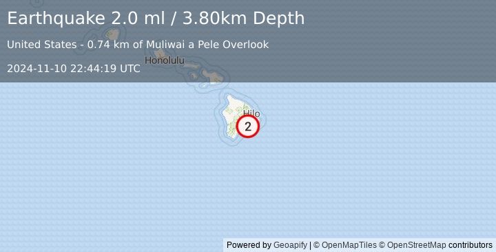 Earthquake ISLAND OF HAWAII, HAWAII (2.0 ml) (2024-11-10 22:44:19 UTC)