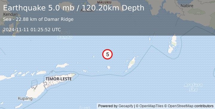 Earthquake BANDA SEA (5.0 mb) (2024-11-11 01:25:52 UTC)