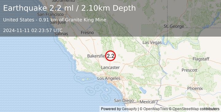 Earthquake SOUTHERN CALIFORNIA (2.2 ml) (2024-11-11 02:23:57 UTC)