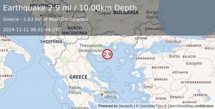 Earthquake AEGEAN SEA (2.9 ml) (2024-11-11 06:01:44 UTC)