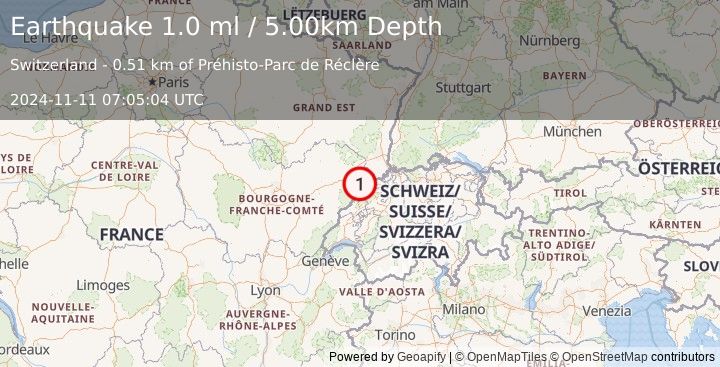 Earthquake FRANCE (1.0 ml) (2024-11-11 07:05:04 UTC)