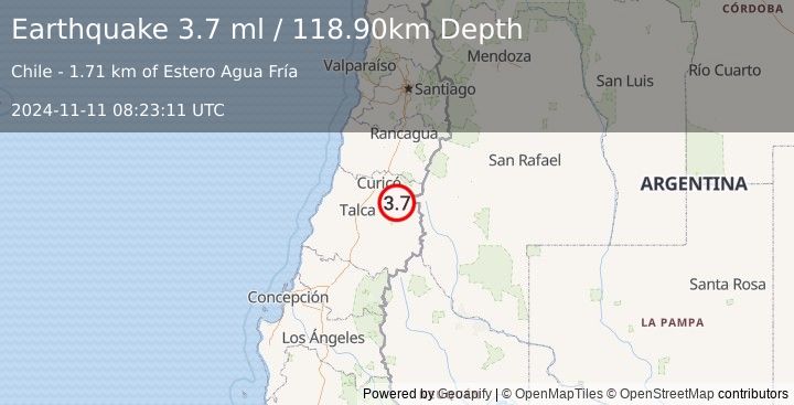 Earthquake MAULE, CHILE (3.7 ml) (2024-11-11 08:23:11 UTC)