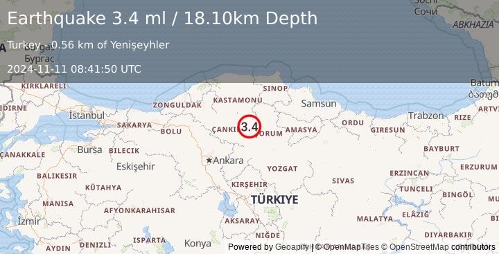 Earthquake CENTRAL TURKEY (3.4 ml) (2024-11-11 08:41:50 UTC)