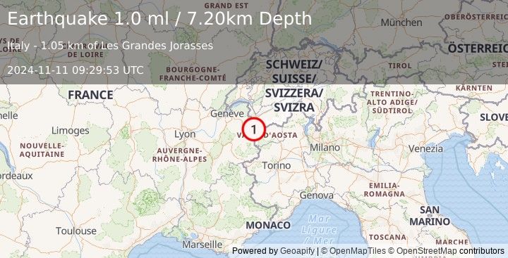 Earthquake FRANCE (1.0 ml) (2024-11-11 09:29:53 UTC)