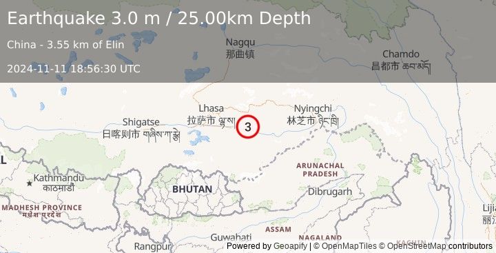 Earthquake EASTERN XIZANG (3.0 m) (2024-11-11 18:56:30 UTC)