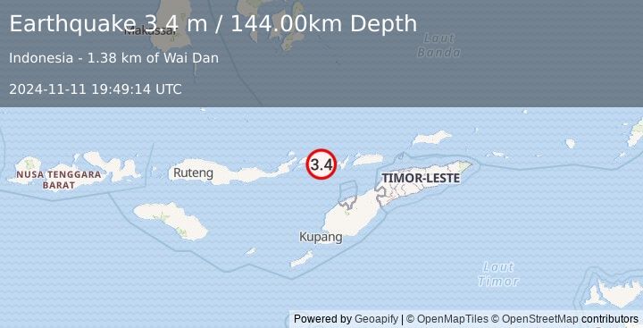 Earthquake FLORES REGION, INDONESIA (3.4 m) (2024-11-11 19:49:14 UTC)