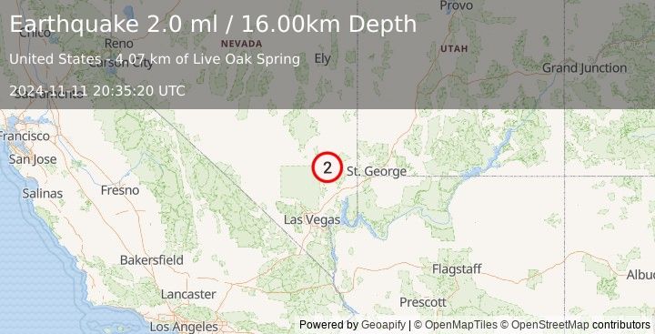 Earthquake NEVADA (2.0 ml) (2024-11-11 20:35:20 UTC)