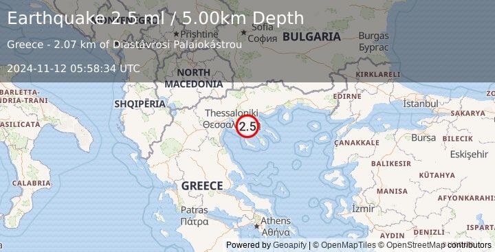 Earthquake GREECE (2.5 ml) (2024-11-12 05:58:34 UTC)