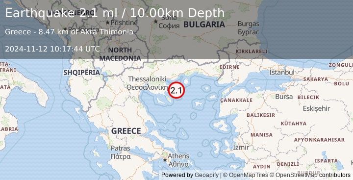 Earthquake AEGEAN SEA (2.1 ml) (2024-11-12 10:17:44 UTC)