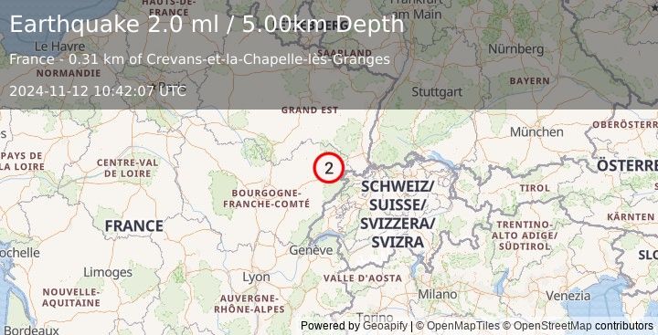 Earthquake FRANCE (2.0 ml) (2024-11-12 10:42:07 UTC)