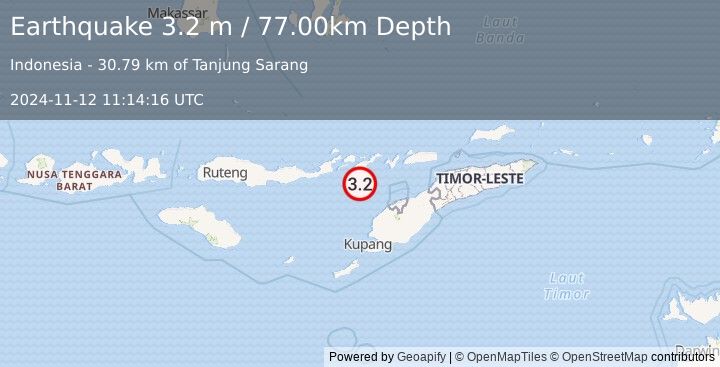 Earthquake FLORES REGION, INDONESIA (3.2 m) (2024-11-12 11:14:16 UTC)