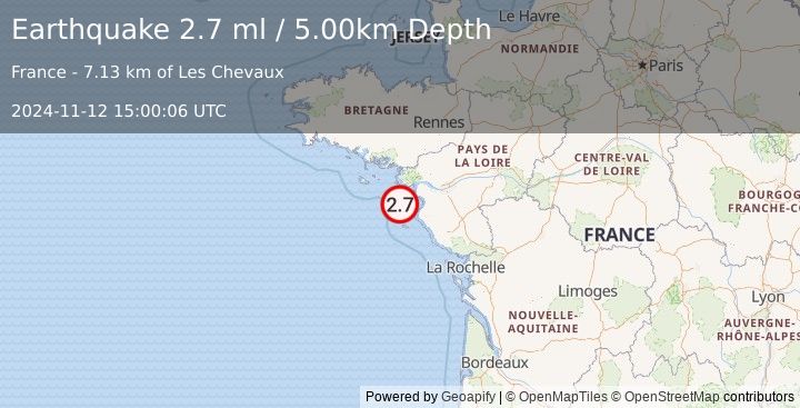 Earthquake FRANCE (2.7 ml) (2024-11-12 15:00:06 UTC)