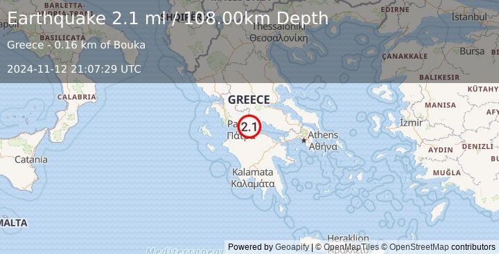 Earthquake GREECE (2.1 ml) (2024-11-12 21:07:29 UTC)