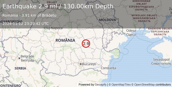 Earthquake ROMANIA (2.9 ml) (2024-11-12 23:20:42 UTC)