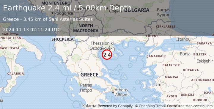 Earthquake GREECE (2.4 ml) (2024-11-13 02:11:24 UTC)