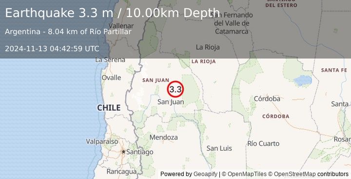 Earthquake SAN JUAN, ARGENTINA (3.3 m) (2024-11-13 04:42:59 UTC)