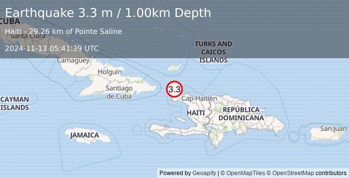 Earthquake HAITI REGION (3.3 m) (2024-11-13 05:41:39 UTC)