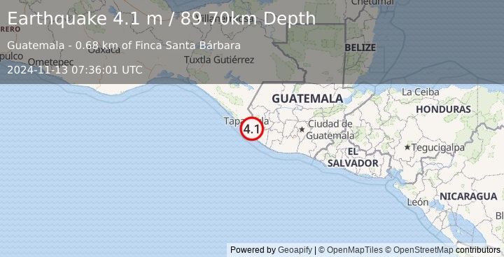 Earthquake GUATEMALA (4.1 m) (2024-11-13 07:36:01 UTC)