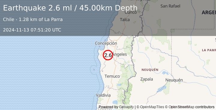 Earthquake BIO-BIO, CHILE (2.6 ml) (2024-11-13 07:51:20 UTC)