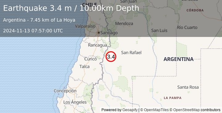 Earthquake MENDOZA, ARGENTINA (3.4 m) (2024-11-13 07:57:00 UTC)