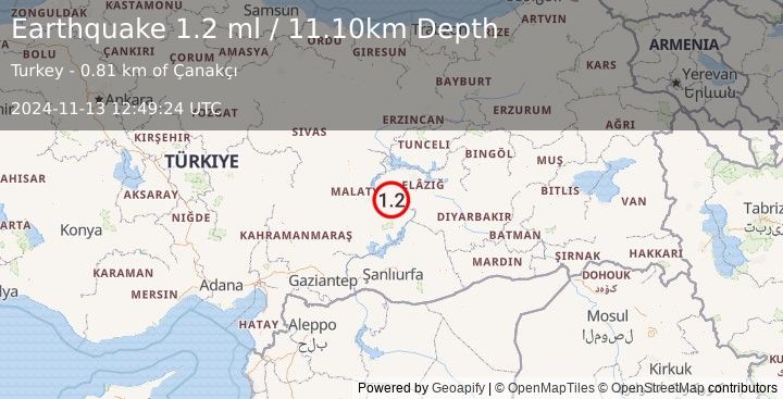 Earthquake EASTERN TURKEY (1.2 ml) (2024-11-13 12:49:24 UTC)