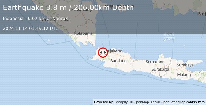 Earthquake JAVA, INDONESIA (3.8 m) (2024-11-14 01:49:12 UTC)