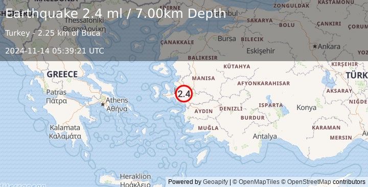 Earthquake WESTERN TURKEY (2.4 ml) (2024-11-14 05:39:21 UTC)