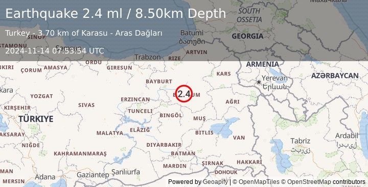 Earthquake EASTERN TURKEY (2.4 ml) (2024-11-14 07:53:54 UTC)