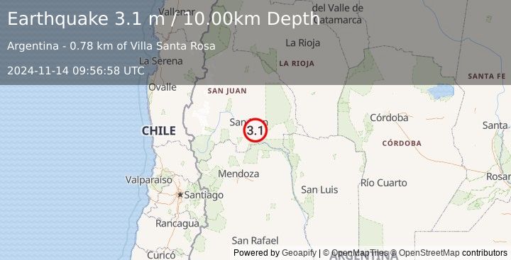 Earthquake SAN JUAN, ARGENTINA (3.1 m) (2024-11-14 09:56:58 UTC)