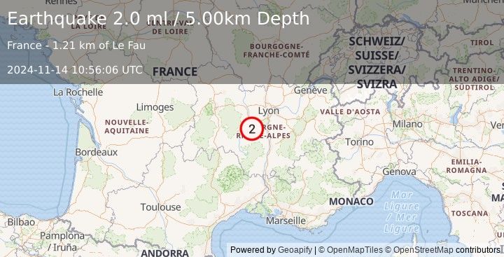 Earthquake FRANCE (2.0 ml) (2024-11-14 10:56:06 UTC)