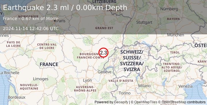 Earthquake FRANCE (2.3 ml) (2024-11-14 12:42:06 UTC)