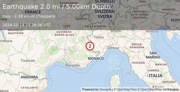 Earthquake FRANCE (2.0 ml) (2024-11-14 14:28:06 UTC)