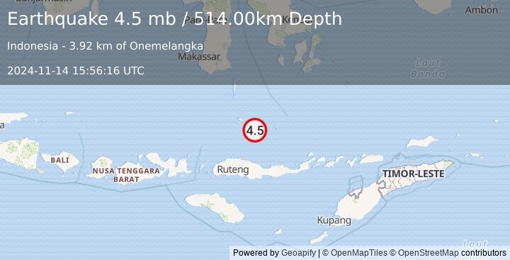 Earthquake FLORES SEA (4.5 mb) (2024-11-14 15:56:16 UTC)