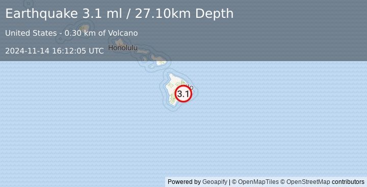 Earthquake ISLAND OF HAWAII, HAWAII (3.1 ml) (2024-11-14 16:12:05 UTC)