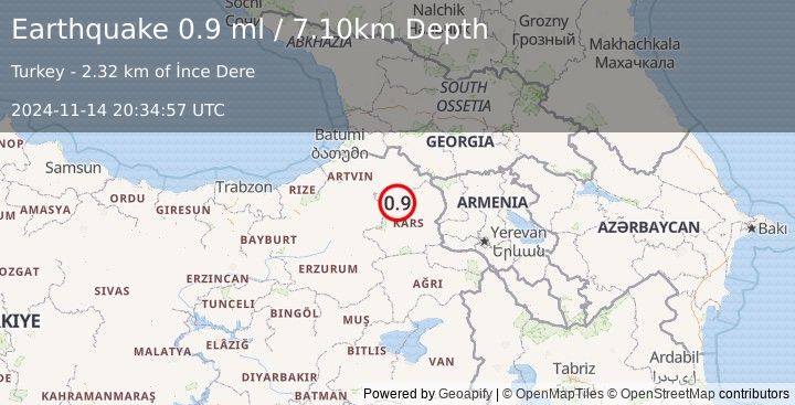 Earthquake EASTERN TURKEY (0.9 ml) (2024-11-14 20:34:57 UTC)