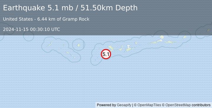 Earthquake ANDREANOF ISLANDS, ALEUTIAN IS. (5.1 mb) (2024-11-15 00:30:10 UTC)