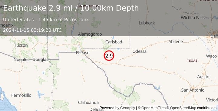 Earthquake WESTERN TEXAS (2.9 ml) (2024-11-15 03:19:20 UTC)