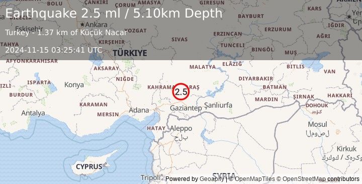 Earthquake CENTRAL TURKEY (2.5 ml) (2024-11-15 03:25:41 UTC)