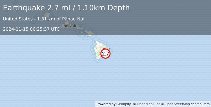 Earthquake ISLAND OF HAWAII, HAWAII (2.7 ml) (2024-11-15 06:25:37 UTC)