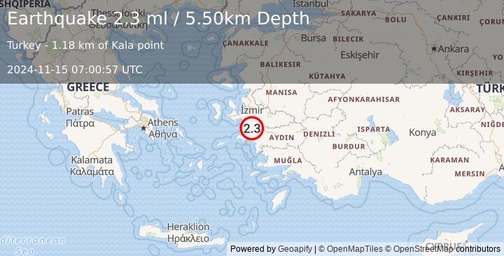 Earthquake WESTERN TURKEY (2.3 ml) (2024-11-15 07:00:57 UTC)