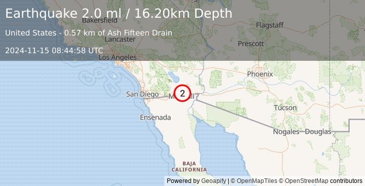 Earthquake SOUTHERN CALIFORNIA (2.0 ml) (2024-11-15 08:44:58 UTC)