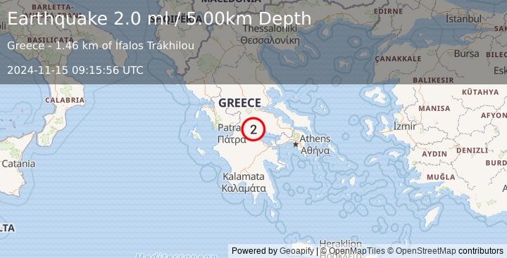 Earthquake GREECE (2.0 ml) (2024-11-15 09:15:56 UTC)