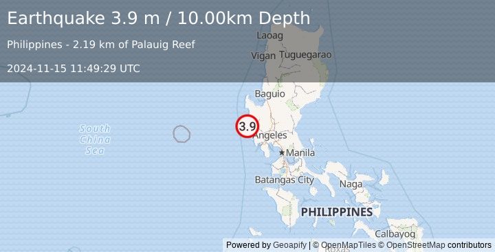 Earthquake LUZON, PHILIPPINES (3.9 m) (2024-11-15 11:49:29 UTC)