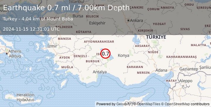 Earthquake WESTERN TURKEY (0.7 ml) (2024-11-15 12:31:01 UTC)