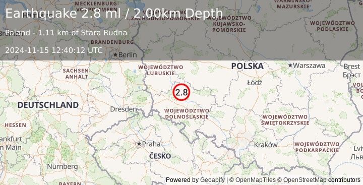 Earthquake POLAND (2.8 ml) (2024-11-15 12:40:12 UTC)