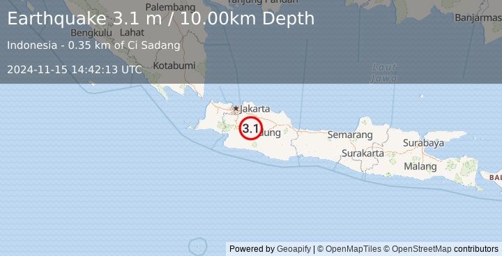 Earthquake JAVA, INDONESIA (3.1 m) (2024-11-15 14:42:13 UTC)