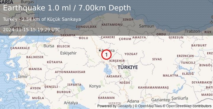 Earthquake CENTRAL TURKEY (1.0 ml) (2024-11-15 15:19:29 UTC)