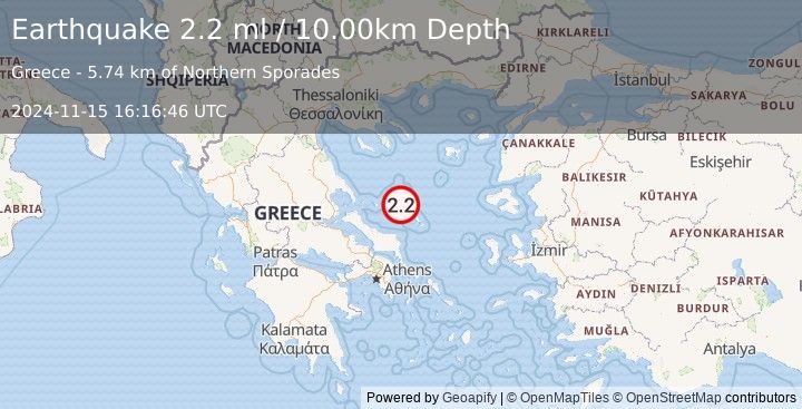 Earthquake AEGEAN SEA (2.2 ml) (2024-11-15 16:16:46 UTC)